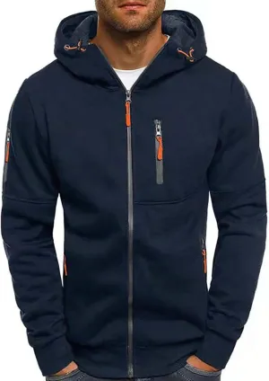 Men Hoodies Full Zip Up Lightweight Big and Tall Sweatshirt Casual Long Sleeve Sports Hooded Jacket Fall Winter Tops