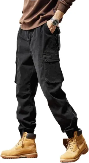Men Outdoor Hiking Joggers Multi Pocket Trousers Streetwear Cargo Jogger Pants