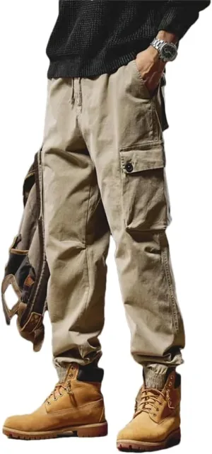 Men Outdoor Hiking Joggers Multi Pocket Trousers Streetwear Cargo Jogger Pants