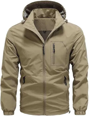 Men Rain Jackets Lightweight Waterproof Windbreaker with Hood Plus Size Raincoat Outdoor Cycling Running Track Jacket