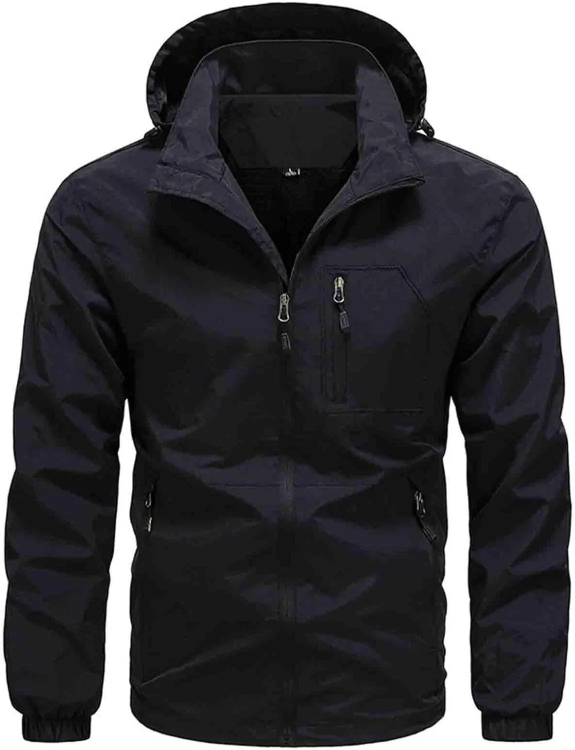 Men Rain Jackets Lightweight Waterproof Windbreaker with Hood Plus Size Raincoat Outdoor Cycling Running Track Jacket