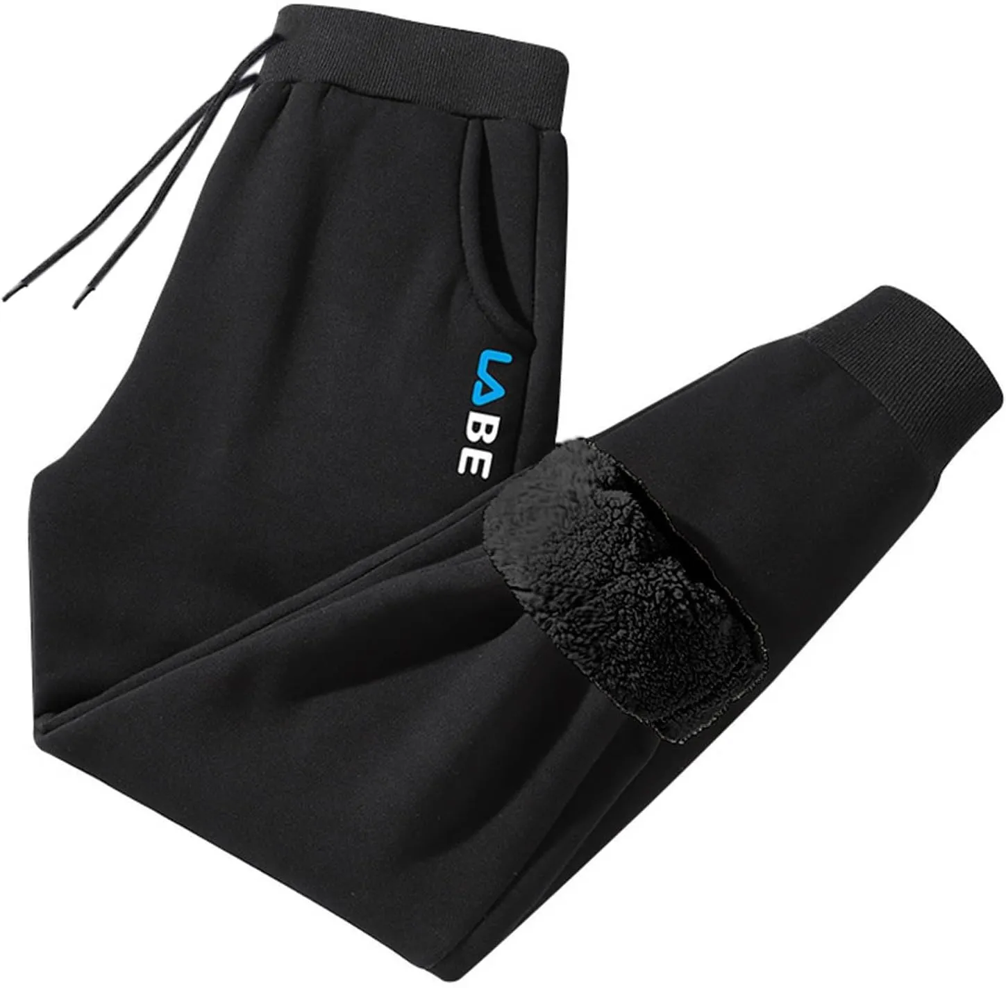 Men Winter Fleece Lined Stretch Sweatpant Cozy Casual Drawstring Elastic Waist Cargo Pant Outdoor Hiking Pant Pockets