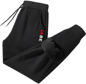 Men Winter Fleece Lined Stretch Sweatpant Cozy Casual Drawstring Elastic Waist Cargo Pant Outdoor Hiking Pant Pockets
