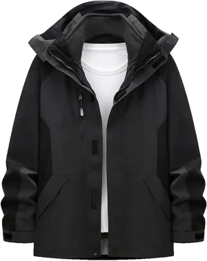 Men Women Rain Jackets Unisex Windbreaker Warm Fall Winter Rain Coat Lightweight Waterproof Outdoor Hiking Raincoats