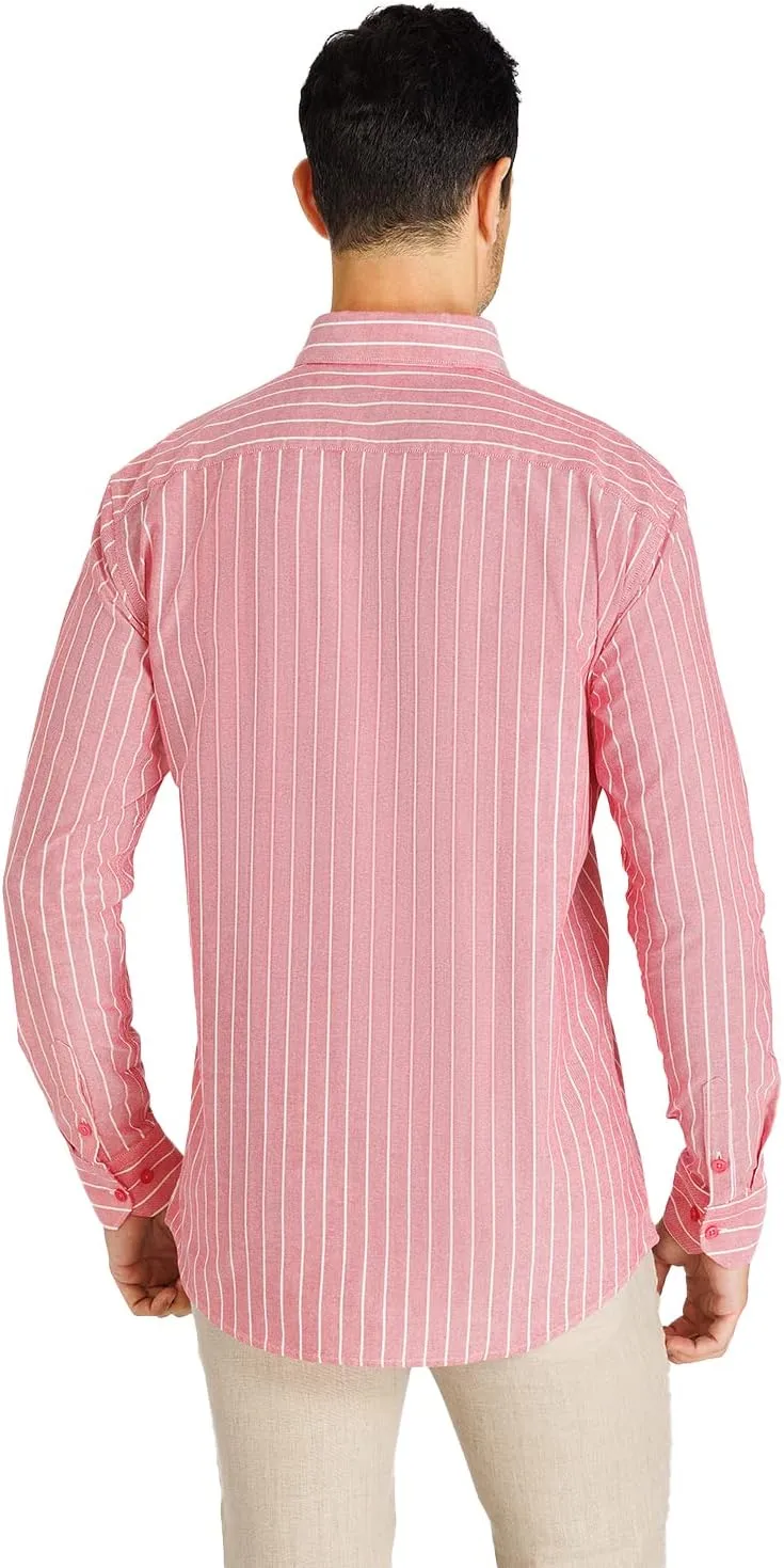 Men's 100% Cotton Oxford Dress Shirt Long Sleeve Rerular Fit Button-Down Business Casual Shirt