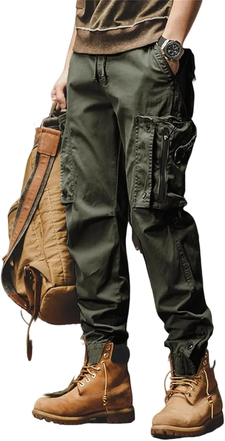 Men's 2025 Work Pants Straight Outdoor Tactical Casual Pants Drawstring Trousers