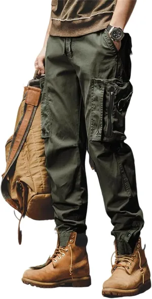Men's 2025 Work Pants Straight Outdoor Tactical Casual Pants Drawstring Trousers