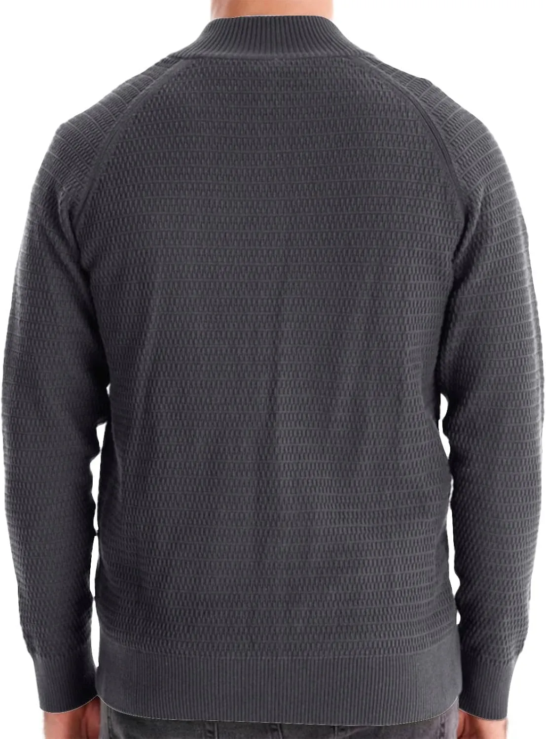 Mens Button Down Cardigan Casual Knit Sweater Stand Collar Long Sleeve Sweater Lightweight Open Front Cardigan