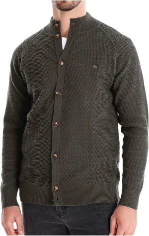 Mens Button Down Cardigan Casual Knit Sweater Stand Collar Long Sleeve Sweater Lightweight Open Front Cardigan