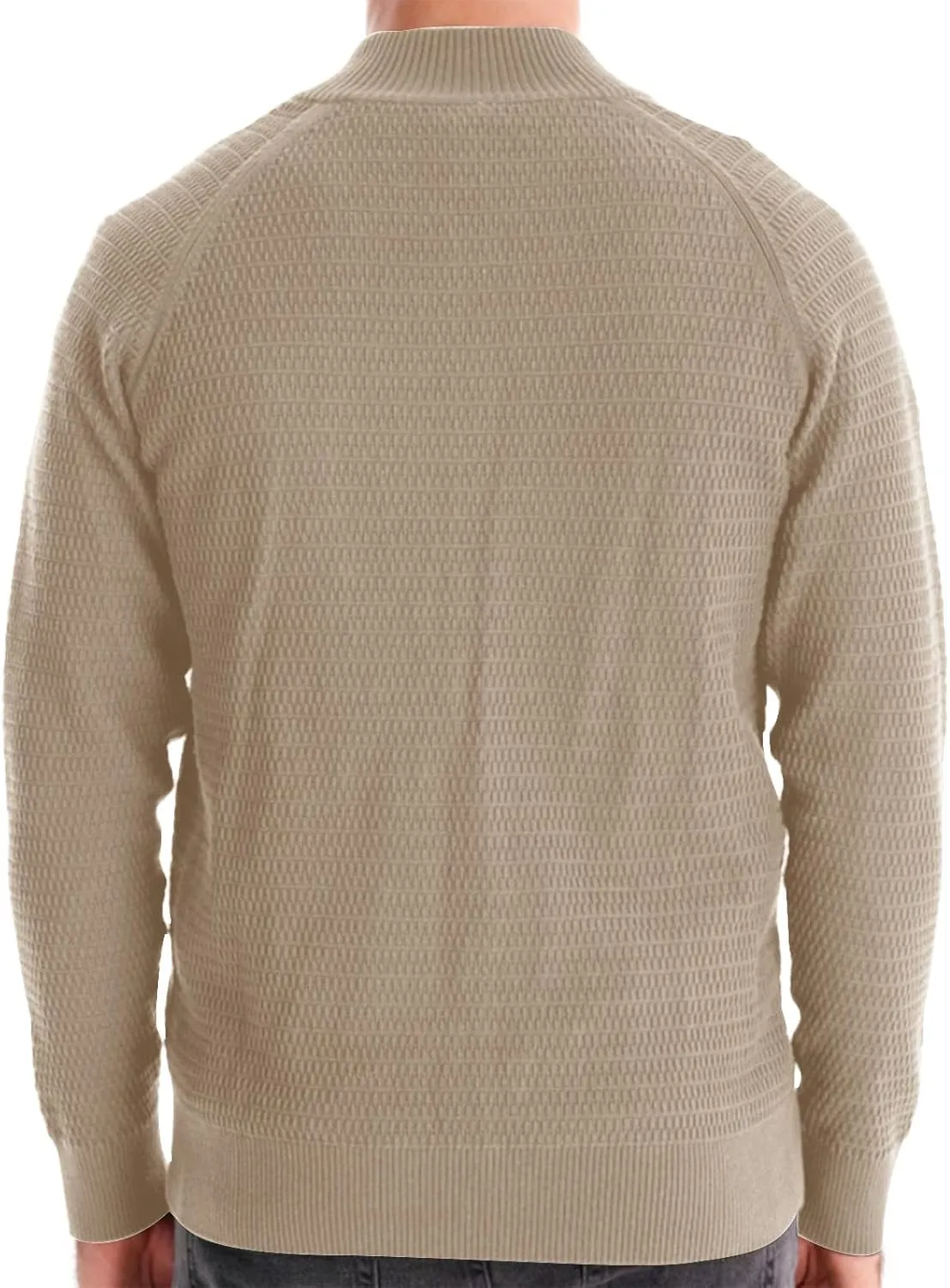 Mens Button Down Cardigan Casual Knit Sweater Stand Collar Long Sleeve Sweater Lightweight Open Front Cardigan