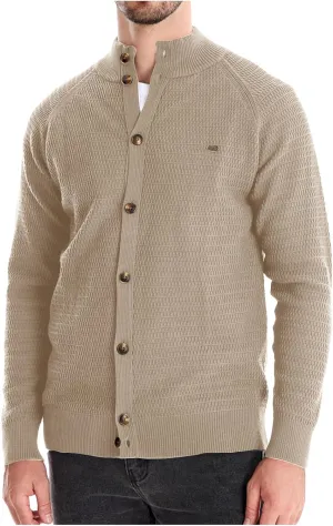 Mens Button Down Cardigan Casual Knit Sweater Stand Collar Long Sleeve Sweater Lightweight Open Front Cardigan