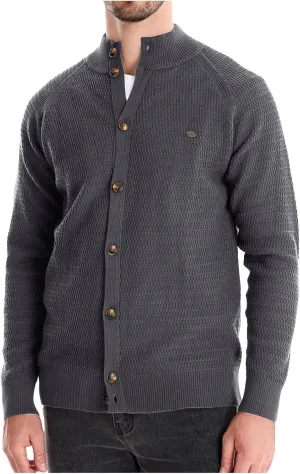 Mens Button Down Cardigan Casual Knit Sweater Stand Collar Long Sleeve Sweater Lightweight Open Front Cardigan