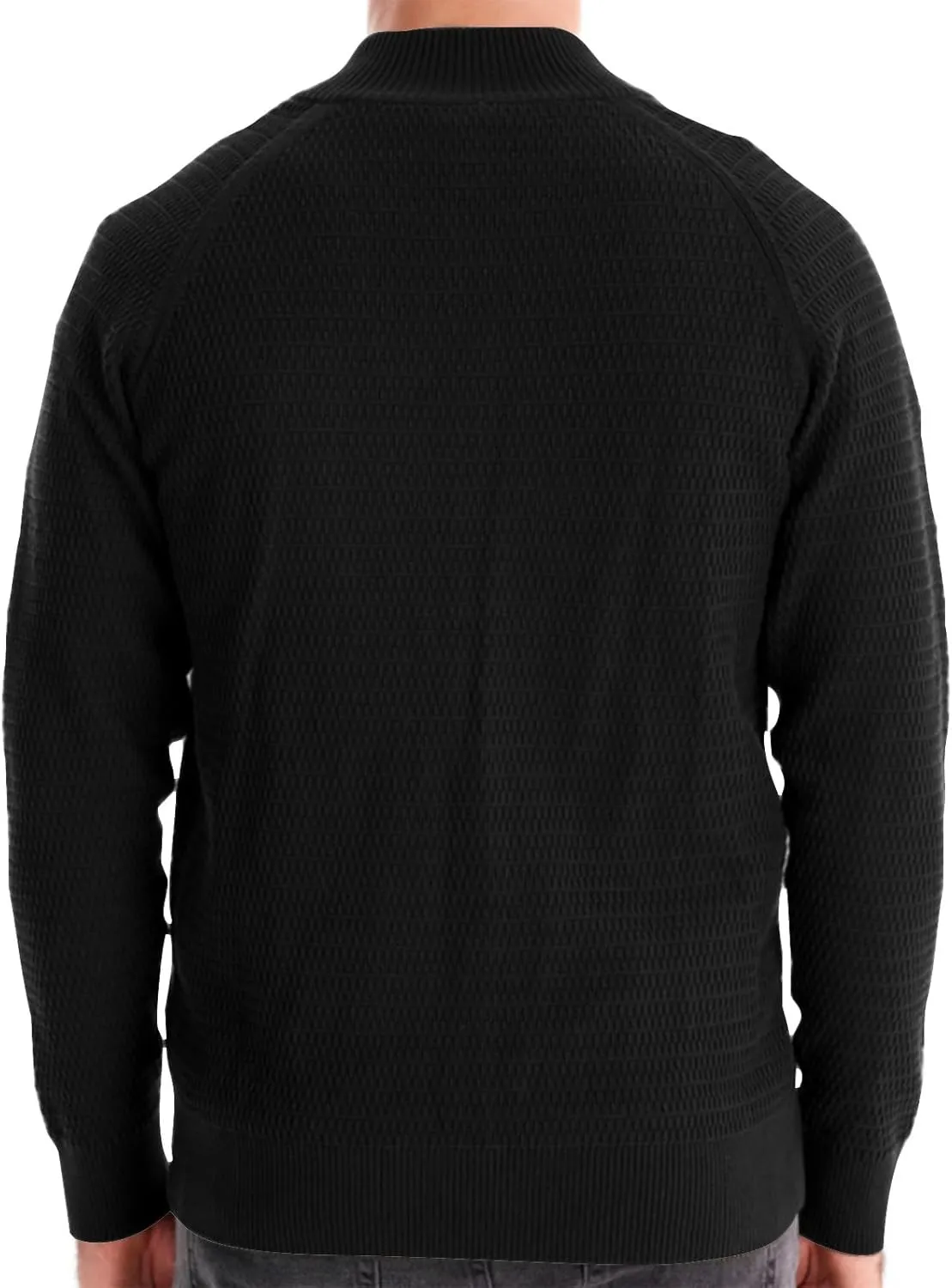 Mens Button Down Cardigan Casual Knit Sweater Stand Collar Long Sleeve Sweater Lightweight Open Front Cardigan