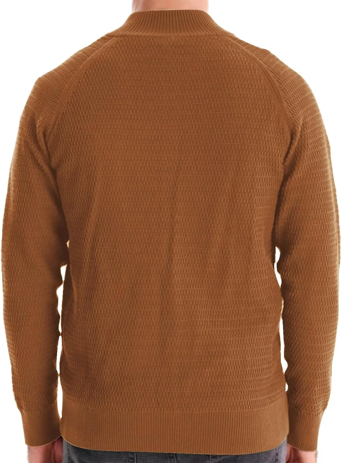 Mens Button Down Cardigan Casual Knit Sweater Stand Collar Long Sleeve Sweater Lightweight Open Front Cardigan