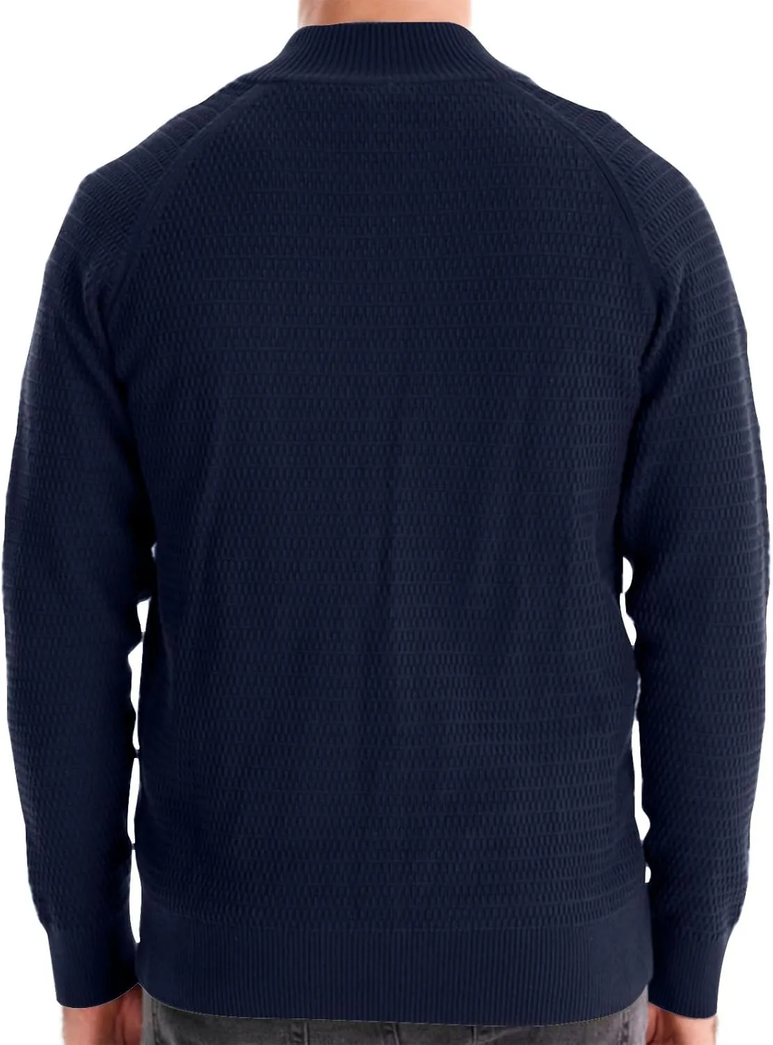 Mens Button Down Cardigan Casual Knit Sweater Stand Collar Long Sleeve Sweater Lightweight Open Front Cardigan