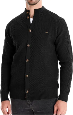 Mens Button Down Cardigan Casual Knit Sweater Stand Collar Long Sleeve Sweater Lightweight Open Front Cardigan