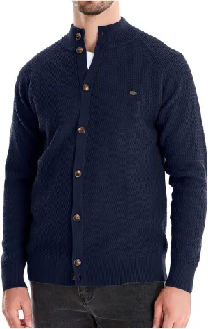 Mens Button Down Cardigan Casual Knit Sweater Stand Collar Long Sleeve Sweater Lightweight Open Front Cardigan