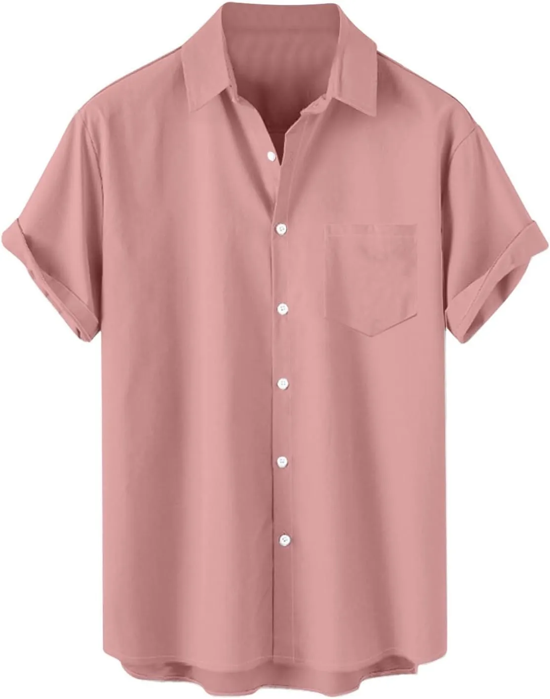 Men's Button Down Short Sleeve Shirts Casual Summer Beach Wedding Hawaiian Shirts with Pocket Vacation Tee Loose Fit