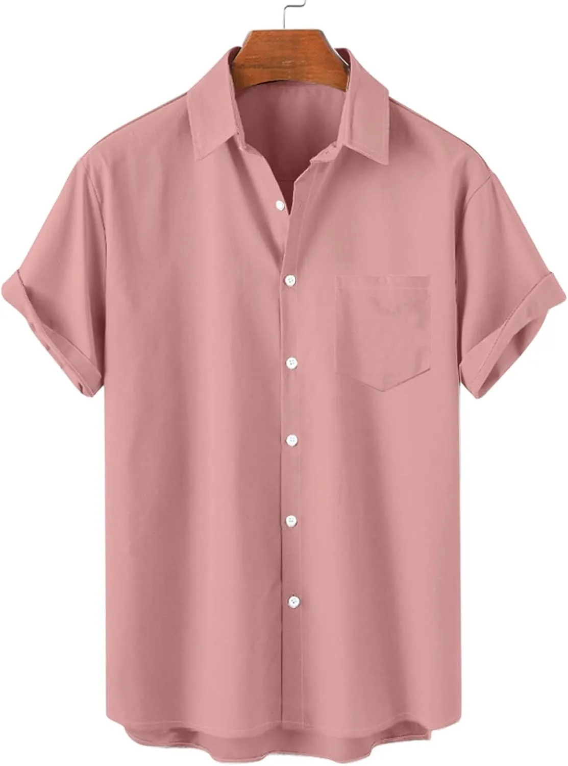 Men's Button Down Short Sleeve Shirts Casual Summer Beach Wedding Hawaiian Shirts with Pocket Vacation Tee Loose Fit