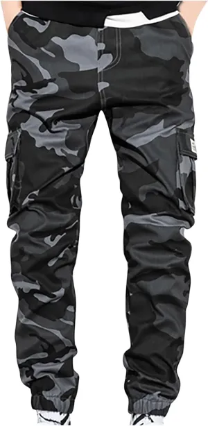 Mens Camo Cargo Pant Casual Outdoor Camo Military Jogger Sweatpant Plus Size Multi Pockets Hiking Loose Tactical Pant