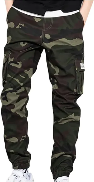 Mens Camo Cargo Pant Casual Outdoor Camo Military Jogger Sweatpant Plus Size Multi Pockets Hiking Loose Tactical Pant