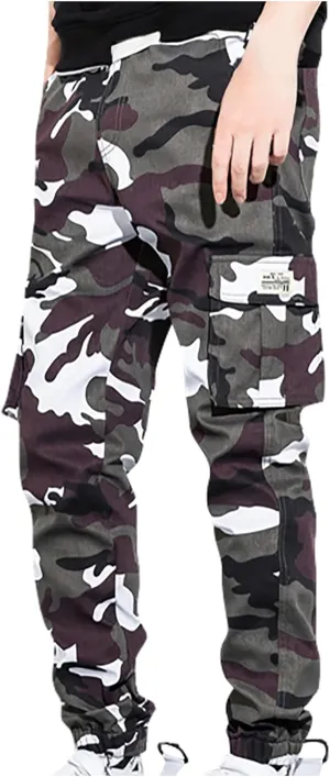 Mens Camo Cargo Pant Casual Outdoor Camo Military Jogger Sweatpant Plus Size Multi Pockets Hiking Loose Tactical Pant