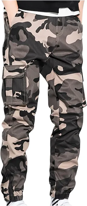 Mens Camo Cargo Pant Casual Outdoor Camo Military Jogger Sweatpant Plus Size Multi Pockets Hiking Loose Tactical Pant