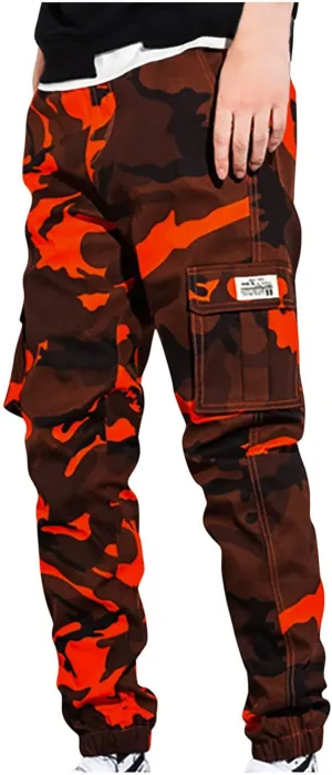 Mens Camo Cargo Pant Casual Outdoor Camo Military Jogger Sweatpant Plus Size Multi Pockets Hiking Loose Tactical Pant