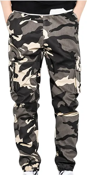 Mens Camo Cargo Pant Casual Outdoor Camo Military Jogger Sweatpant Plus Size Multi Pockets Hiking Loose Tactical Pant
