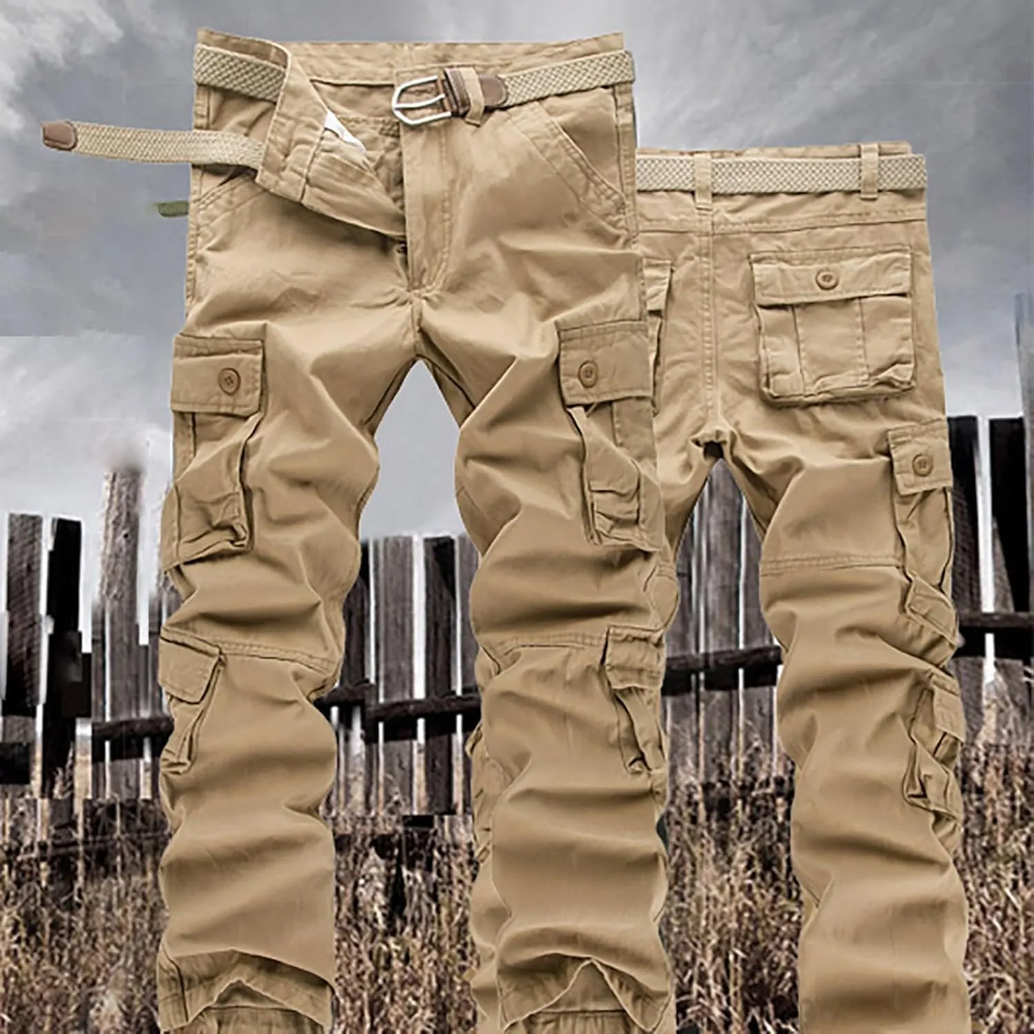 Men's Camo Cargo Pants Trousers Hiking Pants 8 Pocket Plain Comfort Breathable Outdoor Daily Work Pants for Hiking