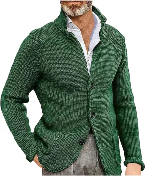 Mens Cardigan Sweater Mens Patchwork Wool Blended Shawl Collar Cardigan Sweater Button Down with Pockets
