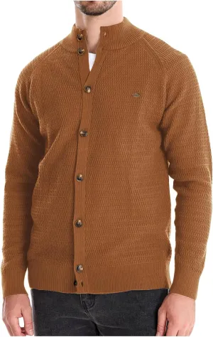 Men's Cardigan Sweaters Textured Button Down Sweater Open Front Cardigan Stand Collar Jacket Long Sleeve Cardigan