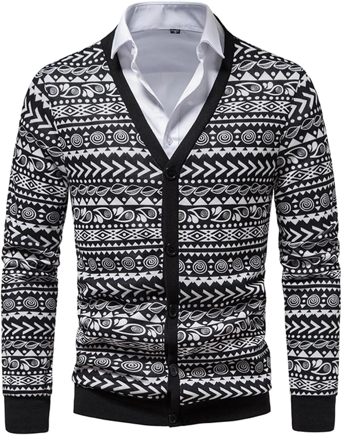 Mens Cardigan Sweaters with Buttons Men's Checkered Button Down Sweater Single-Breasted V-Neck Knitted Cardigan Jacket