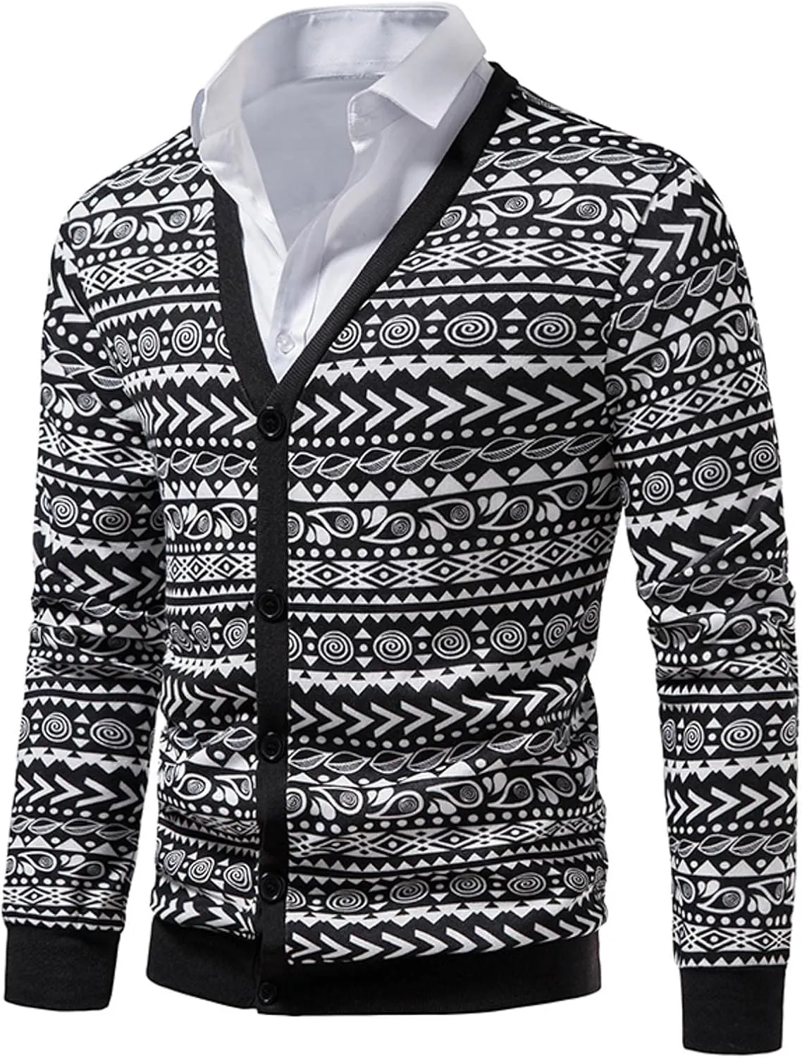 Mens Cardigan Sweaters with Buttons Men's Checkered Button Down Sweater Single-Breasted V-Neck Knitted Cardigan Jacket