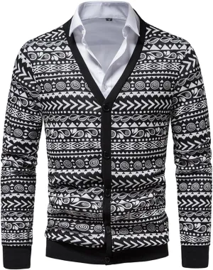 Mens Cardigan Sweaters with Buttons Men's Checkered Button Down Sweater Single-Breasted V-Neck Knitted Cardigan Jacket