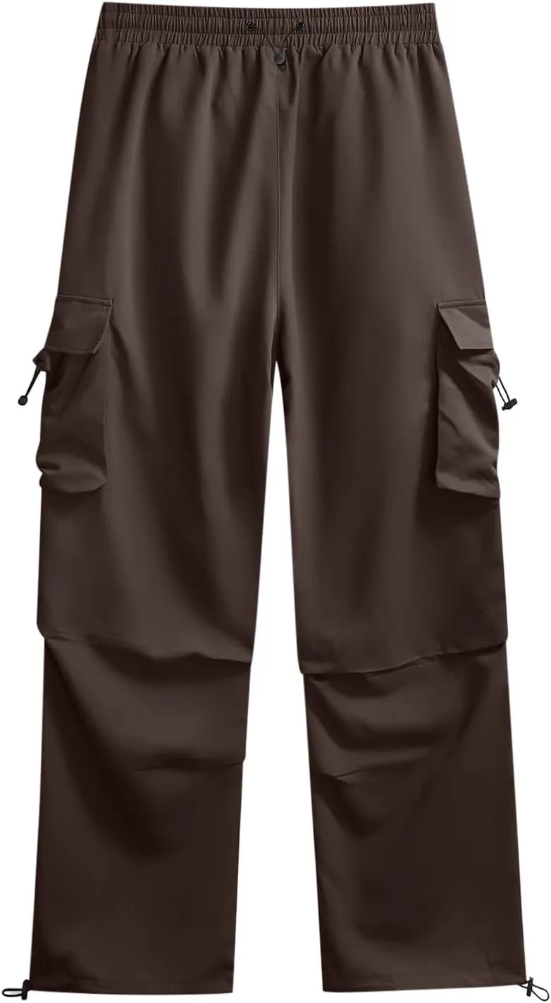 Men's Cargo Pants Baggy Parachute Pants Stylish Casual Loose Fit Y2K Streetwear Drawstring Elastic Waist Long Trousers