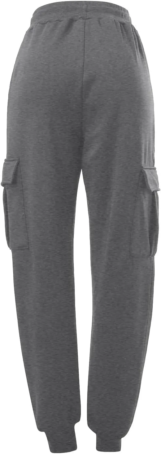 Men's Cargo Pants Fleece Sweatpants Joggers Hiking Pants Drawstrings Elastic Waist with Pockets for Outdoor Workout Casual