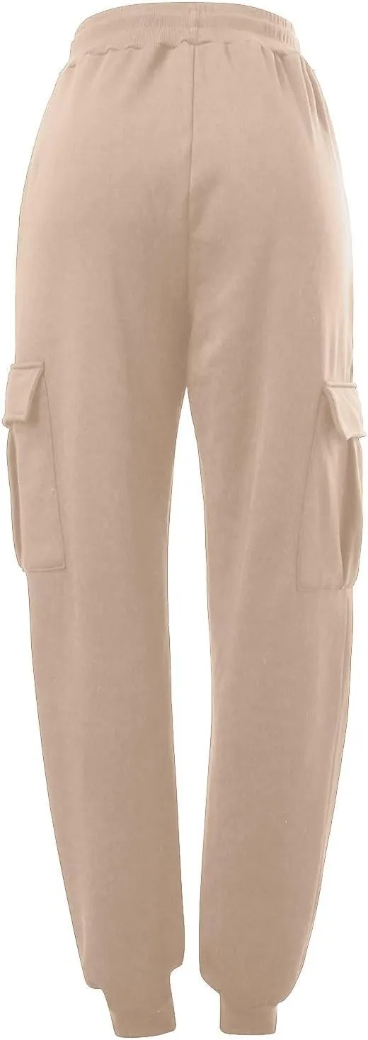 Men's Cargo Pants Fleece Sweatpants Joggers Hiking Pants Drawstrings Elastic Waist with Pockets for Outdoor Workout Casual