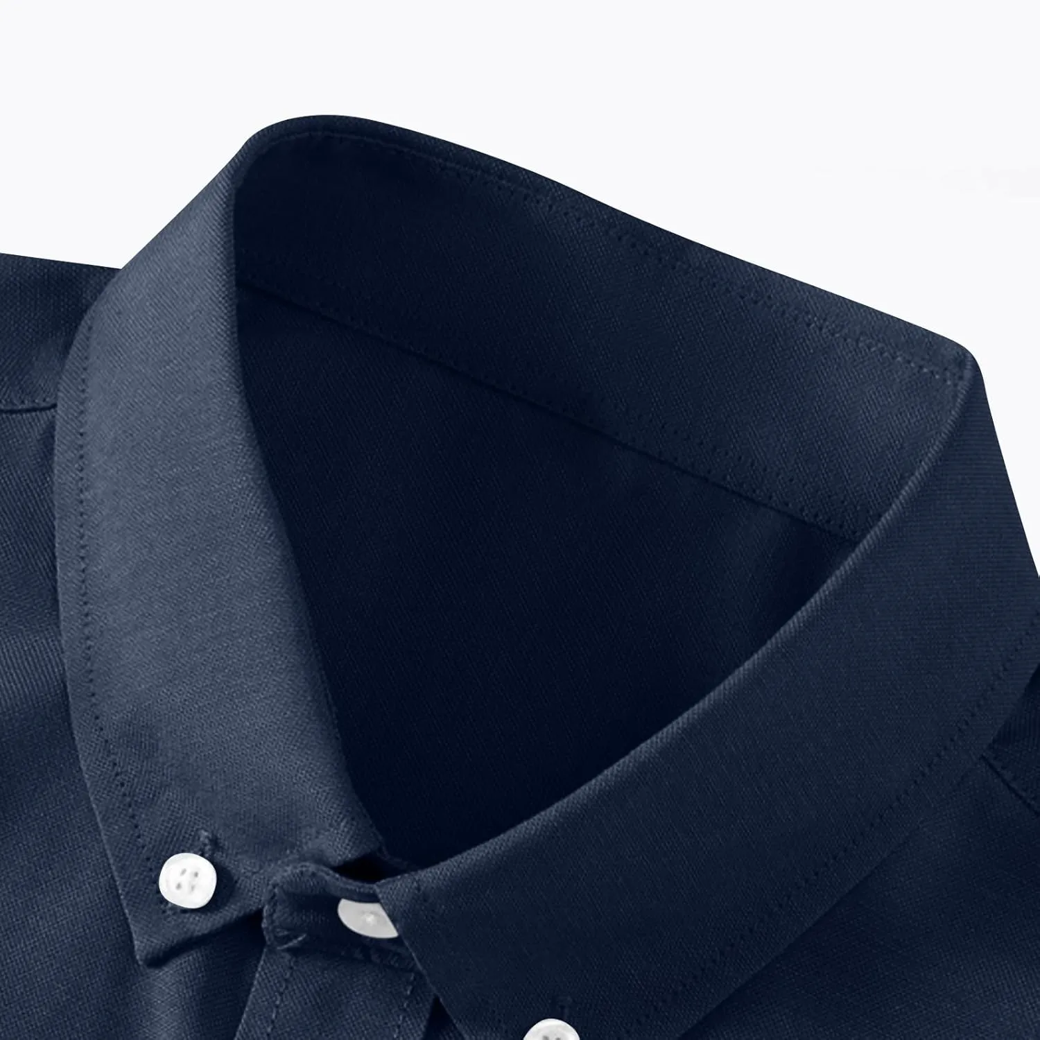 Mens Casual Button Down Cardigan Shirt Solid Color Oxford Fabric Long Sleeve Shirts Slim Fit Lapel Top with Pocket