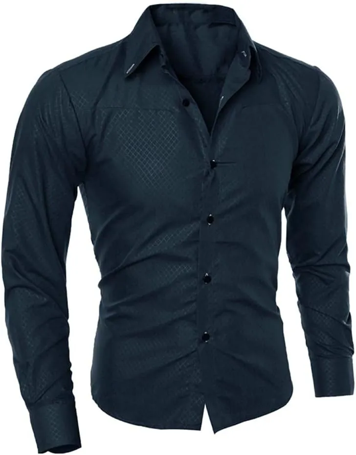 Mens Casual Button Down Western Plaid Snap Work Shirts Poplin Slim Fit Long Sleeves Cowboy Checkered Shirts