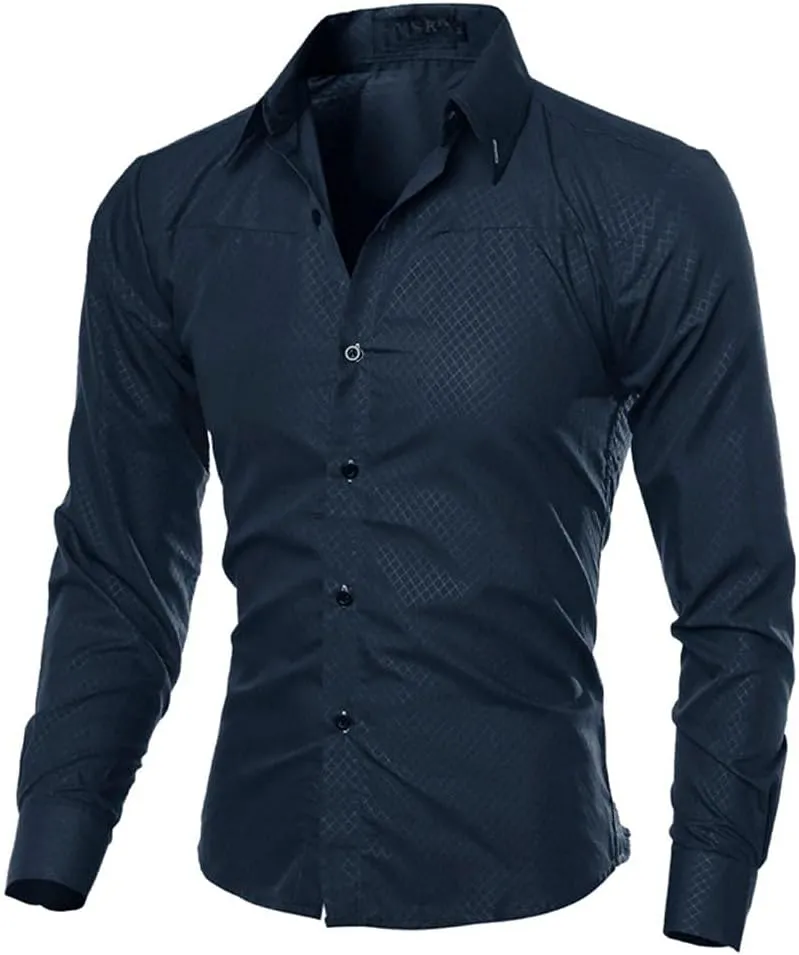 Mens Casual Button Down Western Plaid Snap Work Shirts Poplin Slim Fit Long Sleeves Cowboy Checkered Shirts