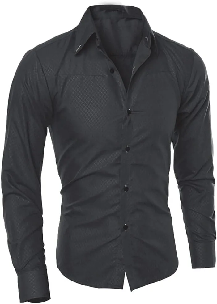 Mens Casual Button Down Western Plaid Snap Work Shirts Poplin Slim Fit Long Sleeves Cowboy Checkered Shirts