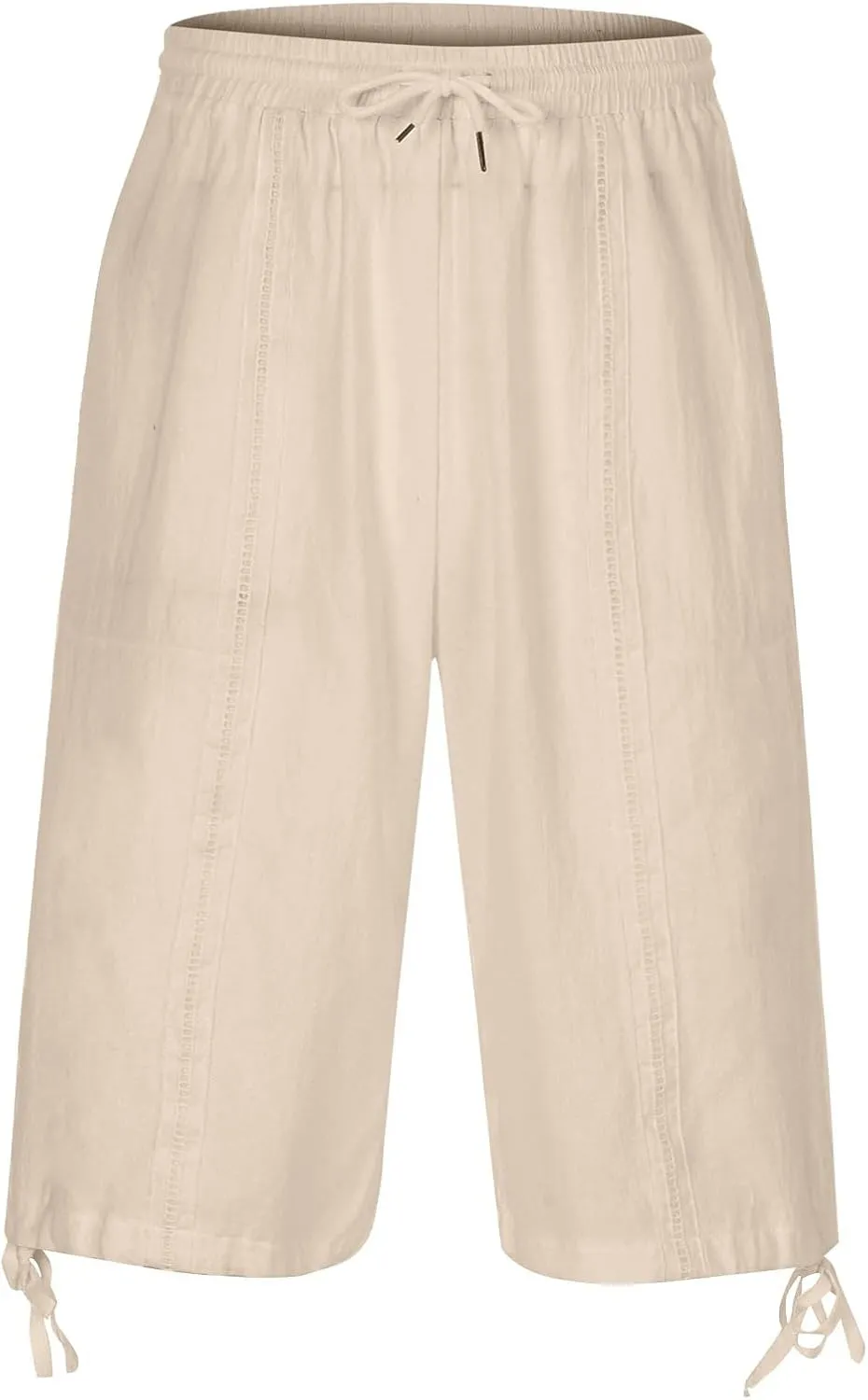 Mens Casual Cotton Linen Pants Elastic Waist Drawstring Straight Sweatpants Summer Beach Pants