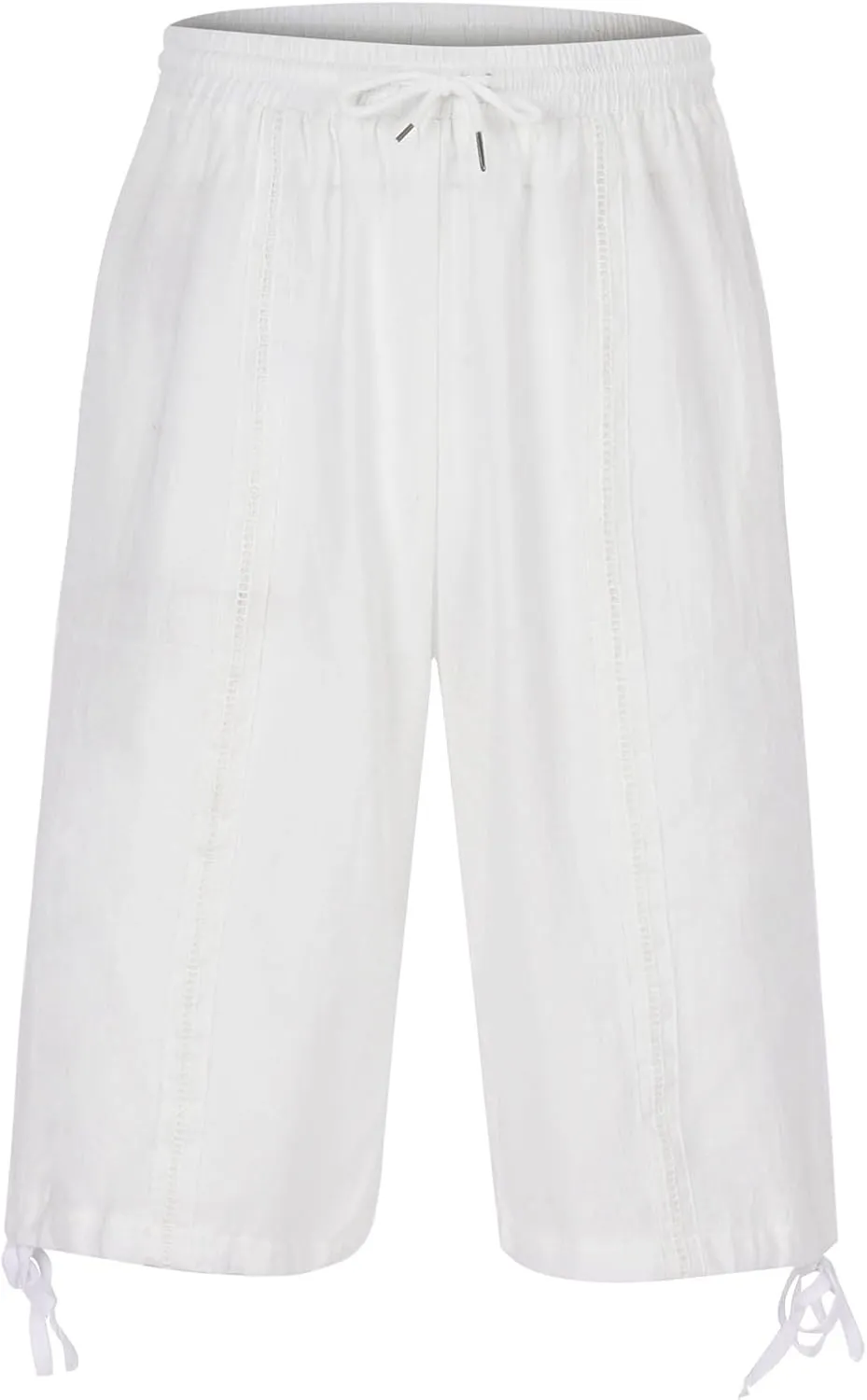 Mens Casual Cotton Linen Pants Elastic Waist Drawstring Straight Sweatpants Summer Beach Pants