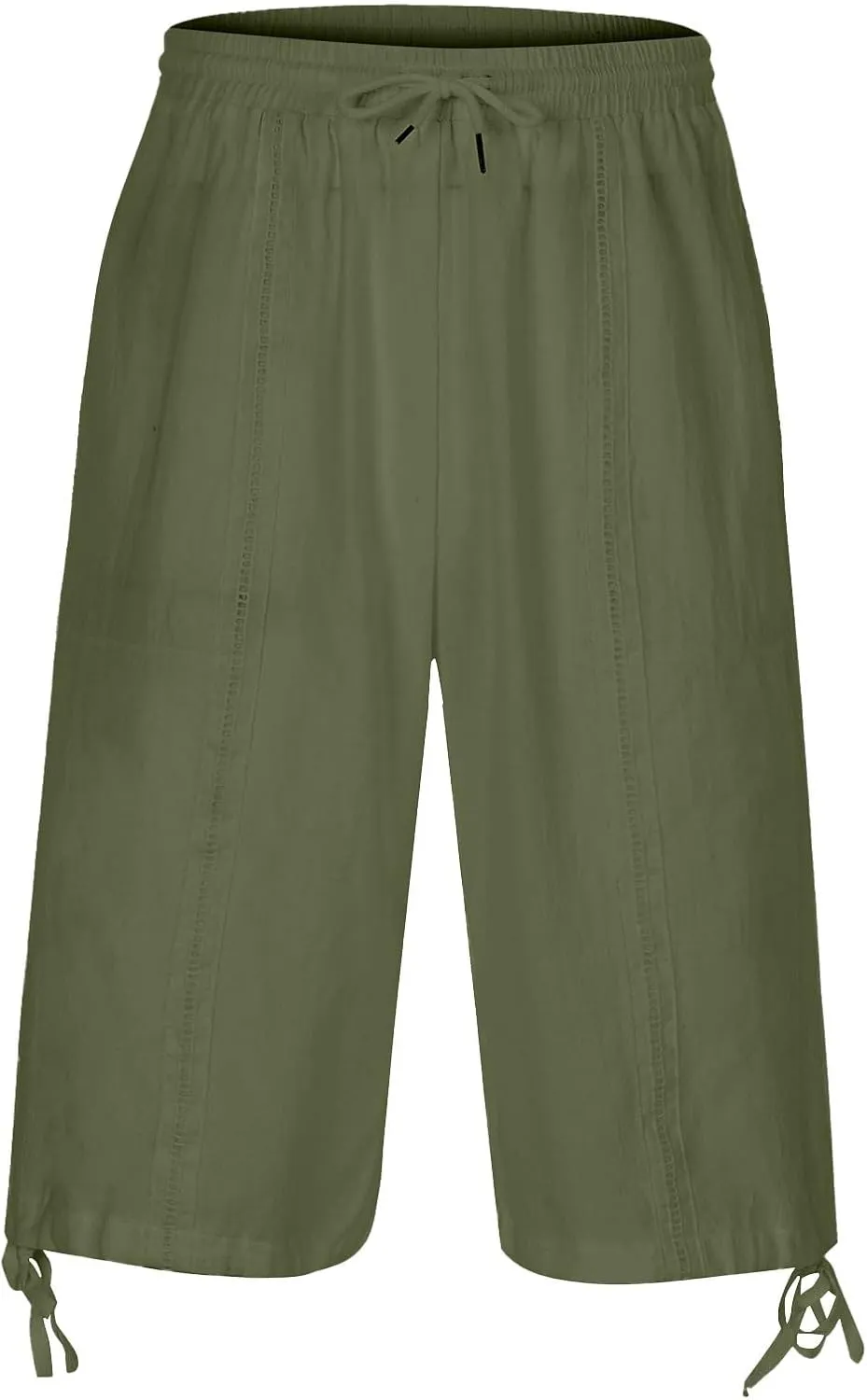 Mens Casual Cotton Linen Pants Elastic Waist Drawstring Straight Sweatpants Summer Beach Pants