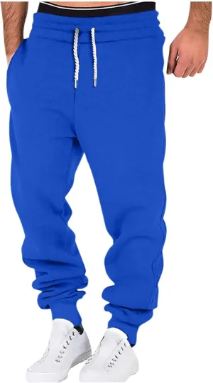 Mens Casual Drawstring Pants Joggers Sweatpants Active Athletic Workout Heavyweight Fleece Cargo Sweatpants Trousers