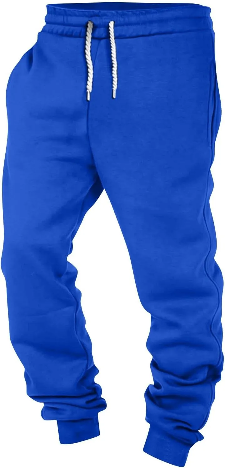 Mens Casual Drawstring Pants Joggers Sweatpants Active Athletic Workout Heavyweight Fleece Cargo Sweatpants Trousers