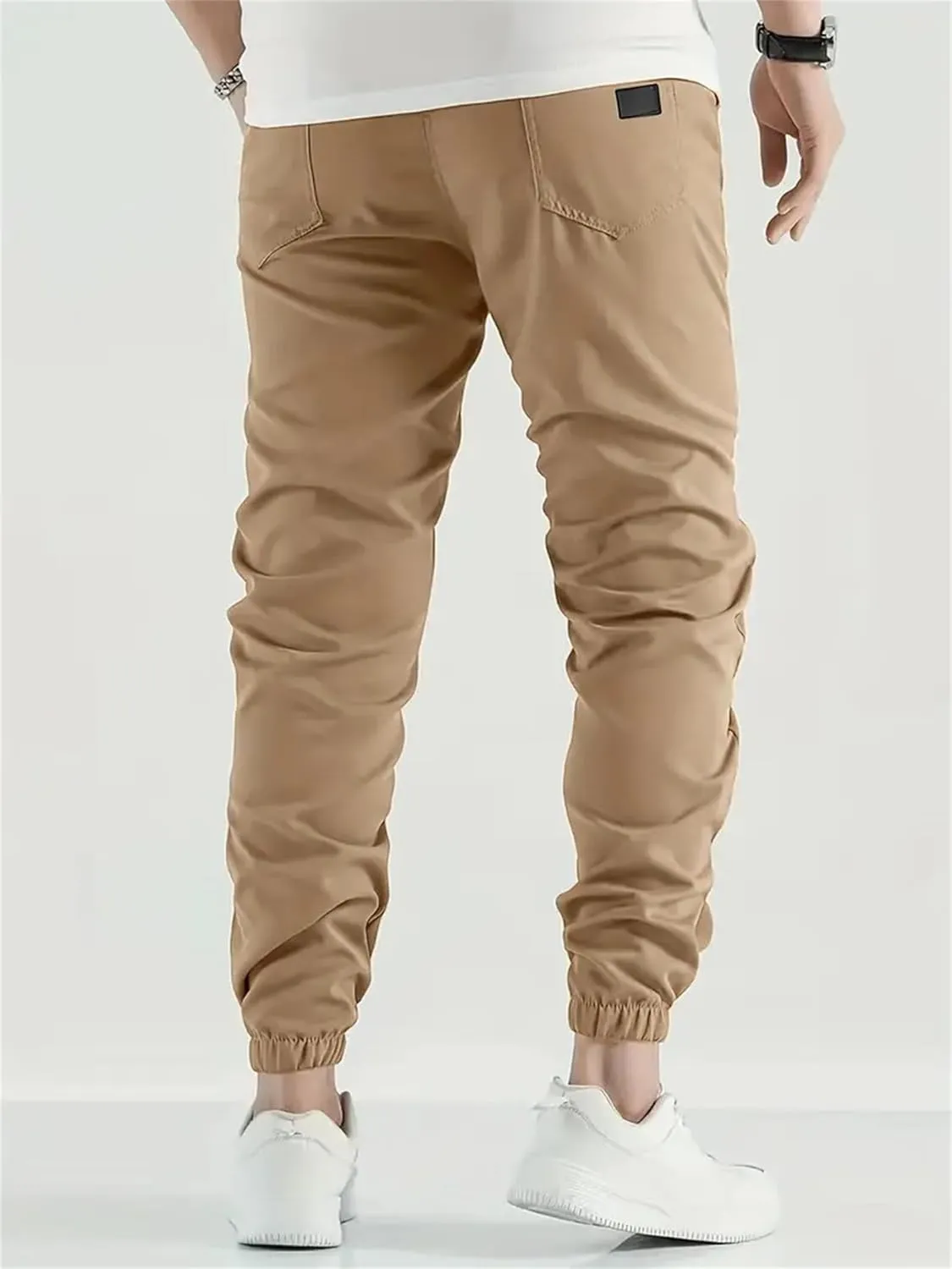 Mens Casual Linen Pants Elastic Waist Drawstring Pants Solid Color Lightweight Linen Trousers Beach Summer