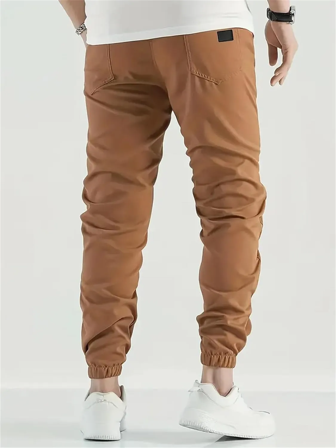 Mens Casual Linen Pants Elastic Waist Drawstring Pants Solid Color Lightweight Linen Trousers Beach Summer