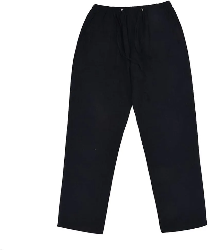 Mens Casual Linen Pants Extra Tall Summer Elastic Waist Straight Leg Loose Fit Beach Trousers Big and Tall Slacks